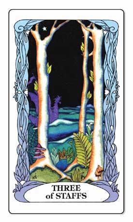 Three of Staves card