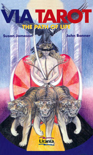 Via Tarot Life Path deck and book set featuring 78 colored tarot cards inspired by Thoth Tarot with occult and astrological themes.